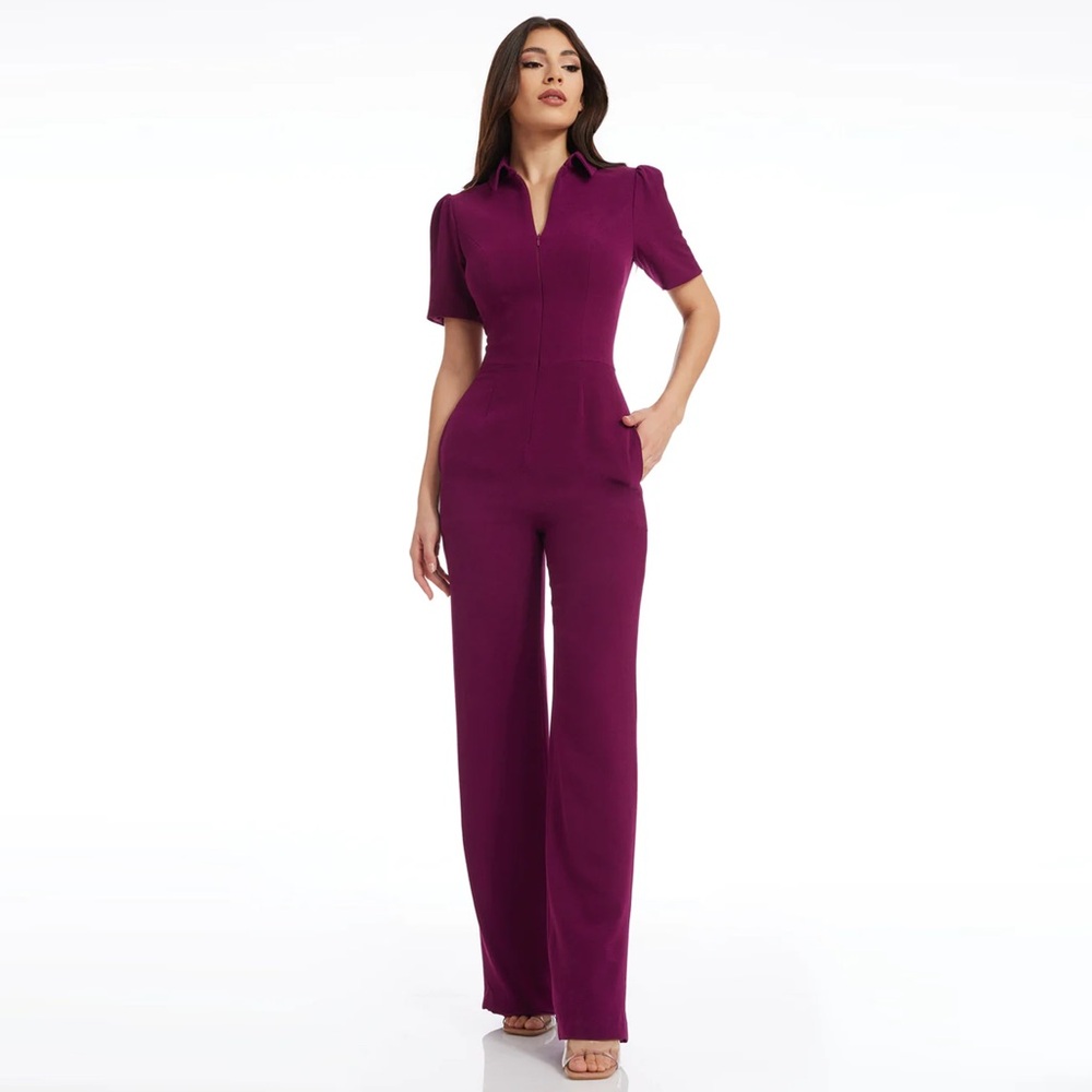 NWT - Dress the Population - Gloria Jumpsuit - Dark Magenta